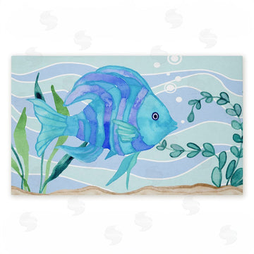 Audrey Jeanne Roberts | Fun Blue Fish Underwater Non-Woven Door Mat