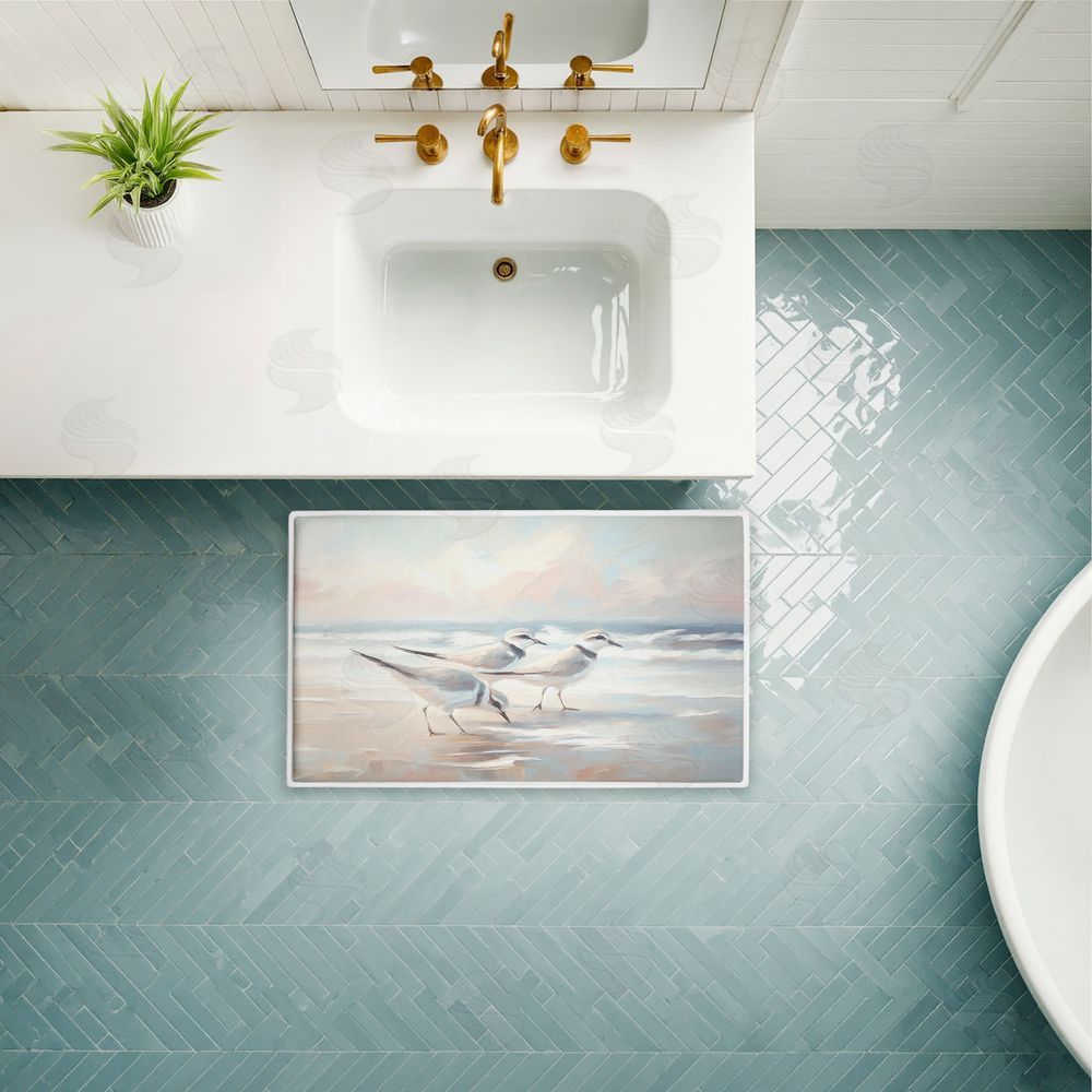 Ramona Murdock | Blue Haven Bay Sandpipers Plush Bath Mat