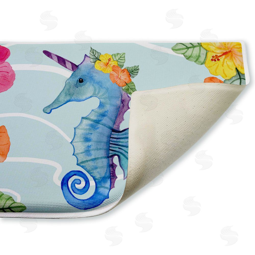 Audrey Jeanne Roberts | Unicorn Seahorse & Hibiscus Plush Bath Mat