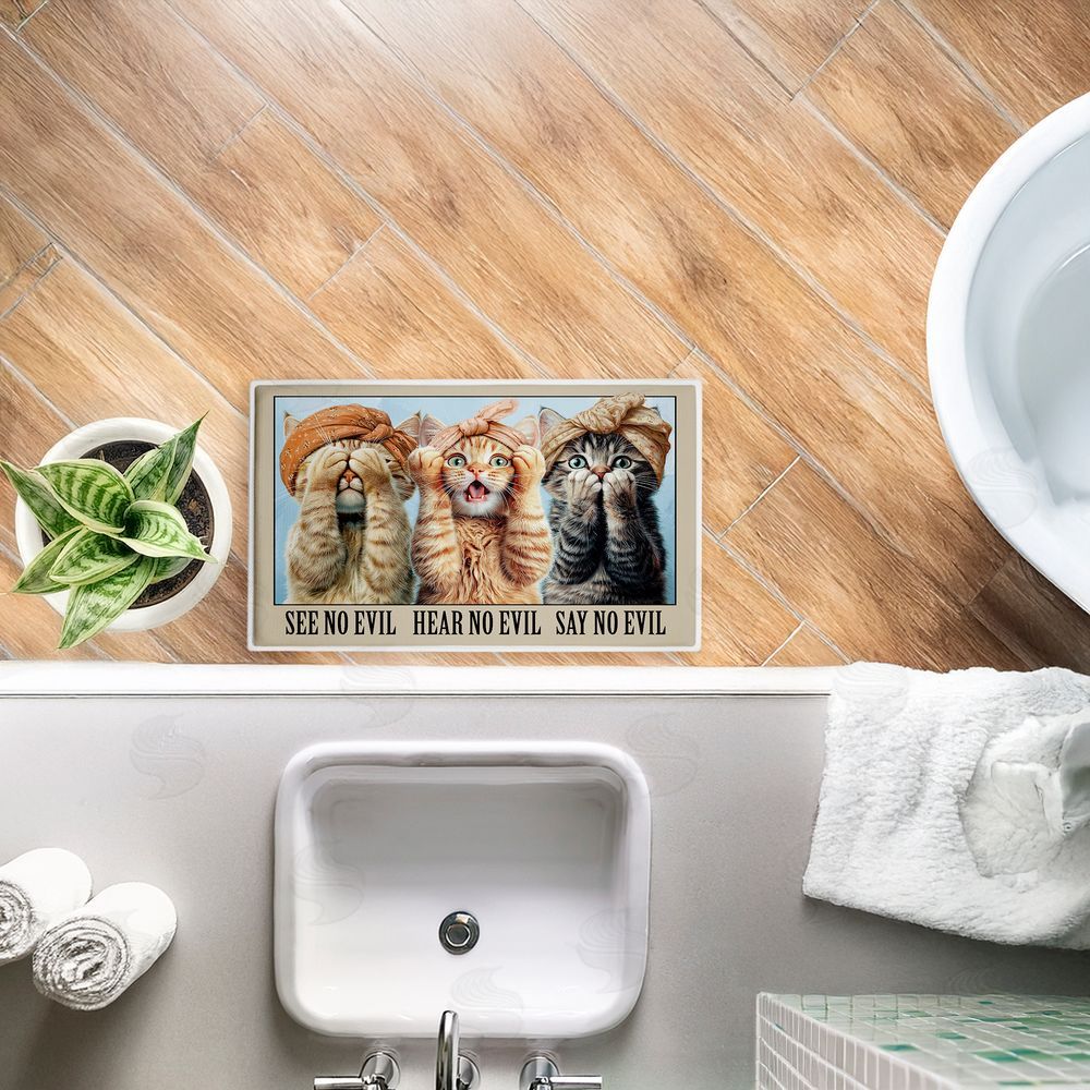 Jim Baldwin | No Evil Cats Trio Plush Bath Mat