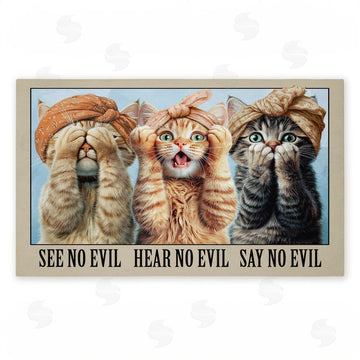 Jim Baldwin | No Evil Cats Trio Non-Woven Door Mat