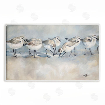 Ramona Murdock | Shore Birds In A Line Plush Bath Mat