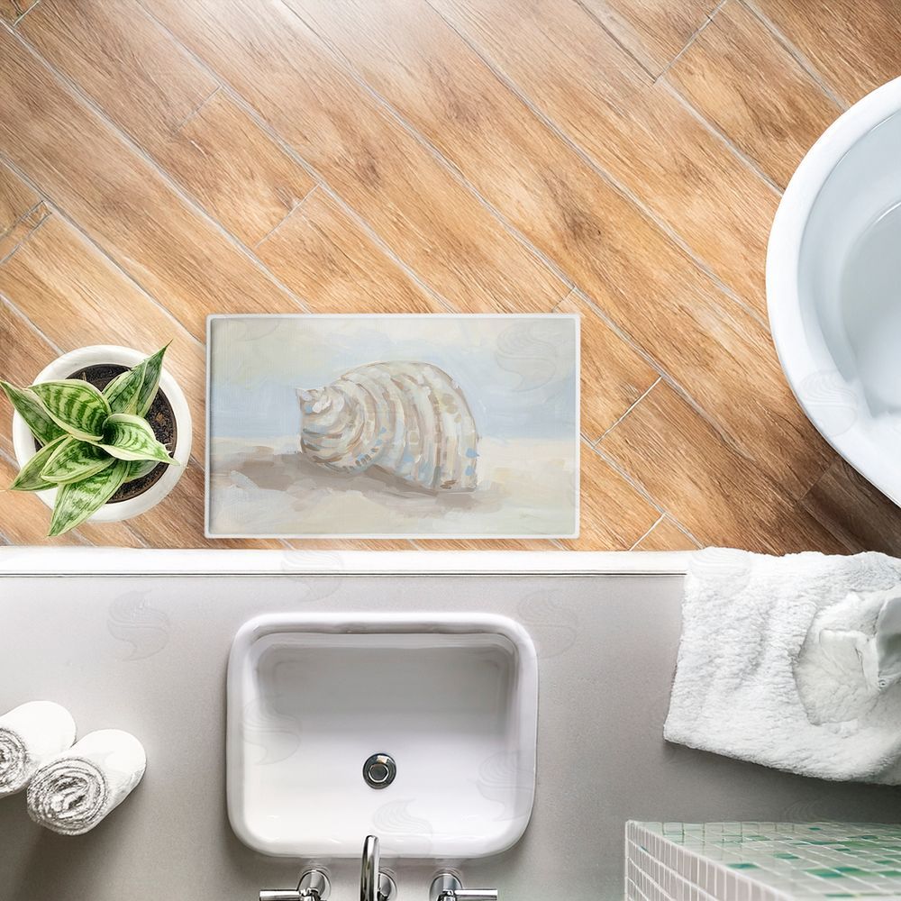Jetty Home, LLC | Rounded Seashell on Shore Plush Bath Mat