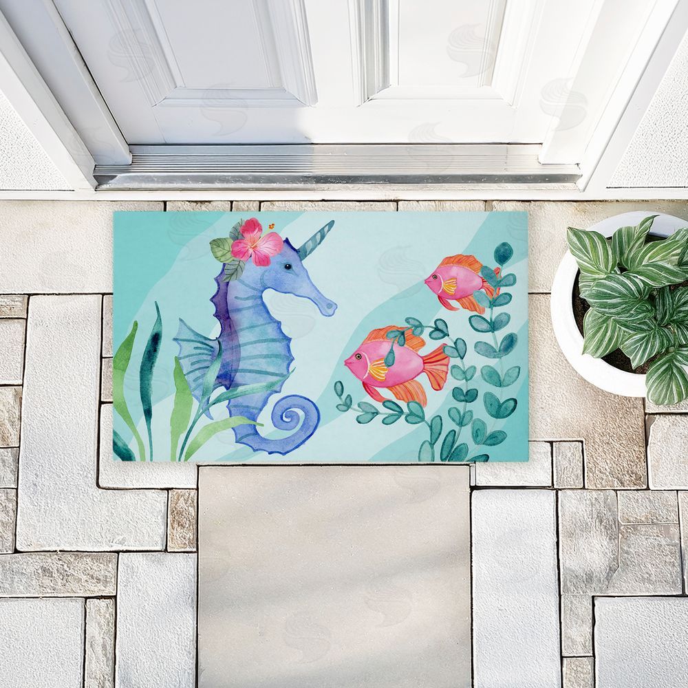 Audrey Jeanne Roberts | Horned Seahorse & Fish Non-Woven Door Mat