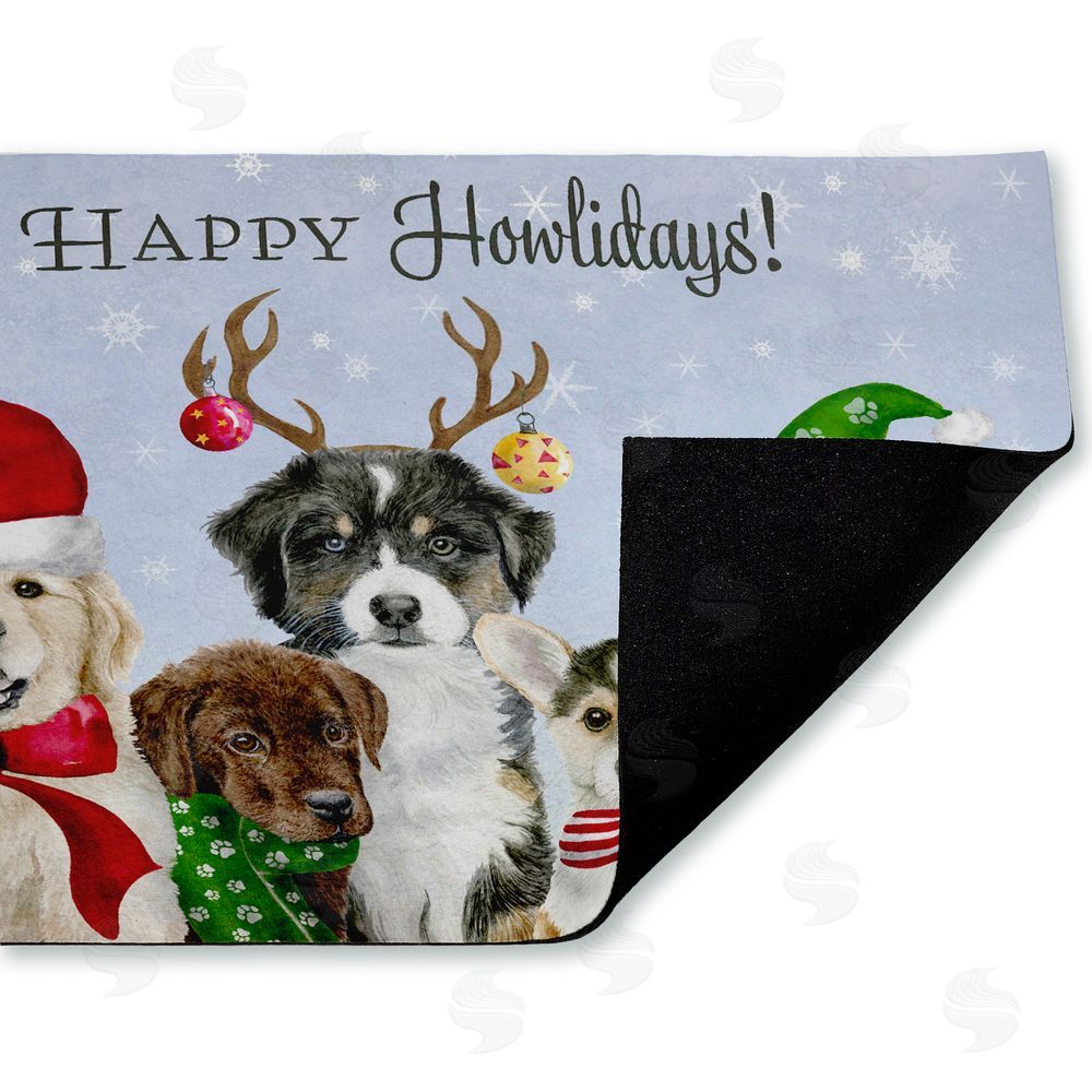 Brett Blumenthal | Happy Howlidays Puppies Non-Woven Door Mat