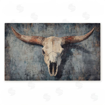 Nina Blue | Dark Vintage Cow Skull Non-Woven Door Mat