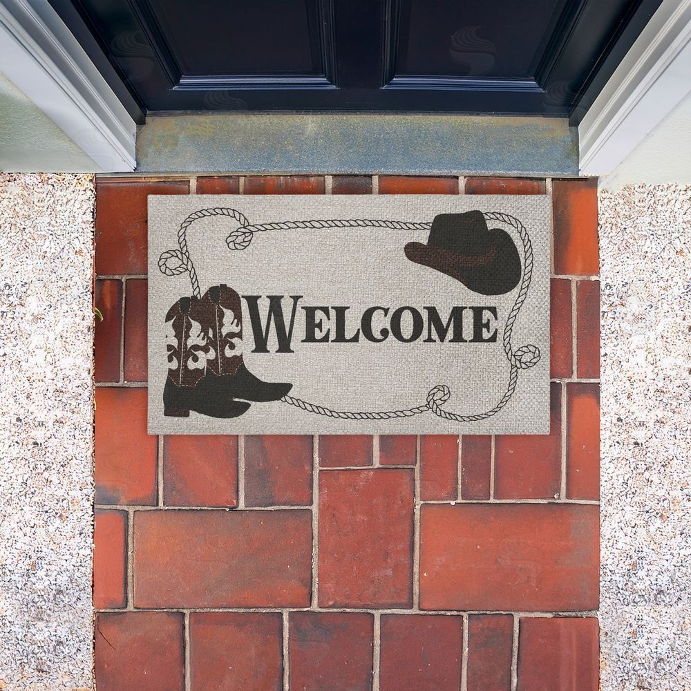 Deane Beesley | Welcome Cowboy Rope & Boots Faux Sisal Door Mat