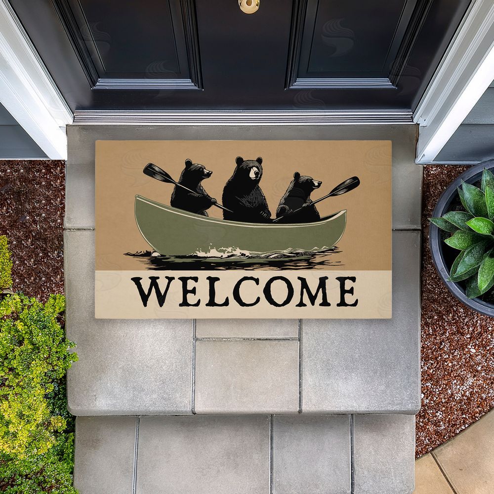Jim Baldwin | Bears Paddling Canoe Non-Woven Door Mat