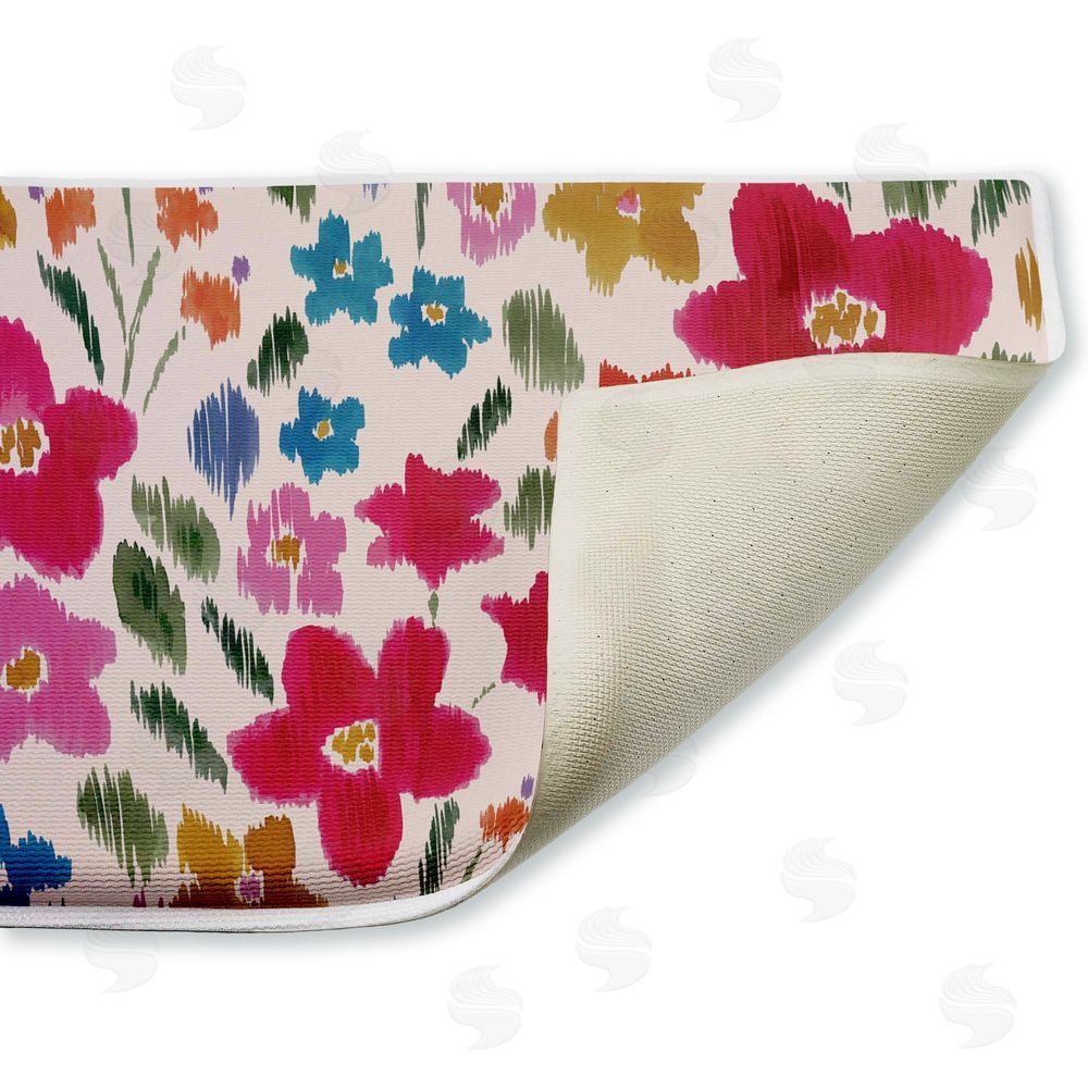 Heather McLaughlin | Boho Ikat Flowers Plush Bath Mat