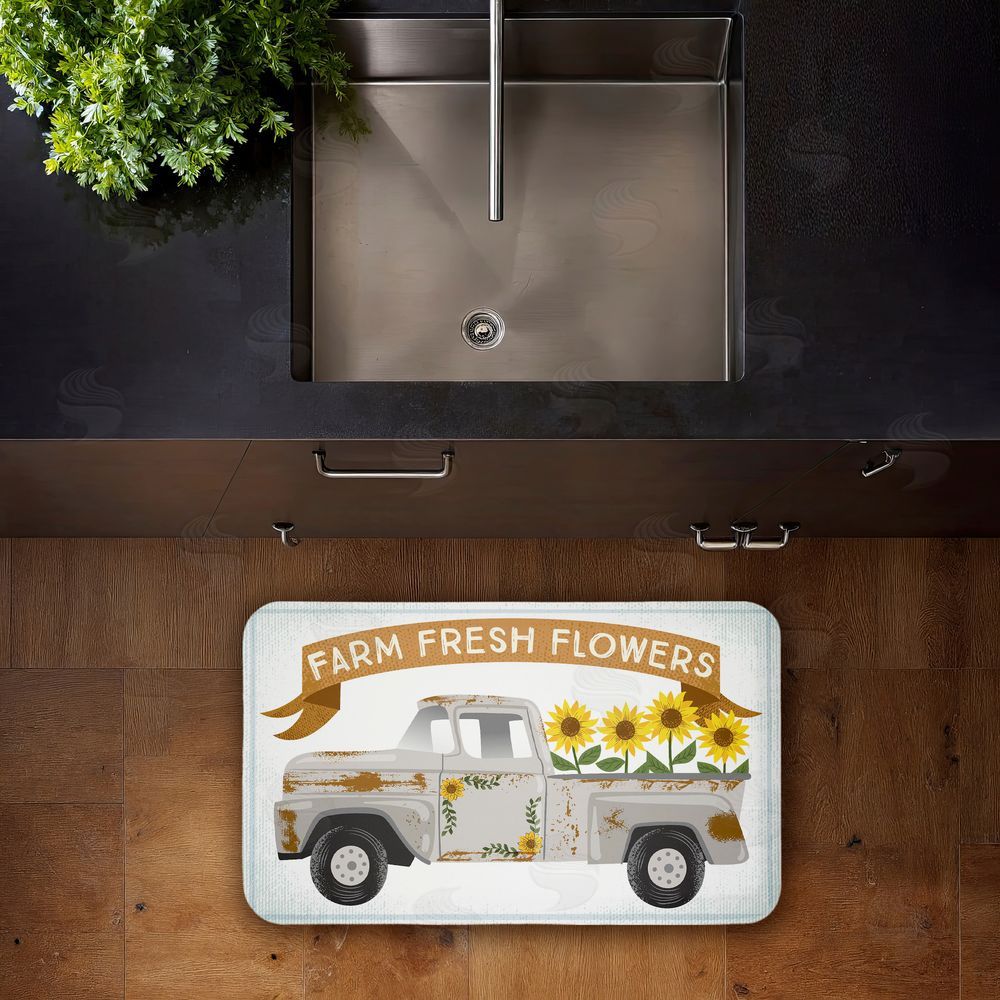 Arrolynn Weiderhold | Autumn Farm Flowers Truck Anti-Fatigue Mat