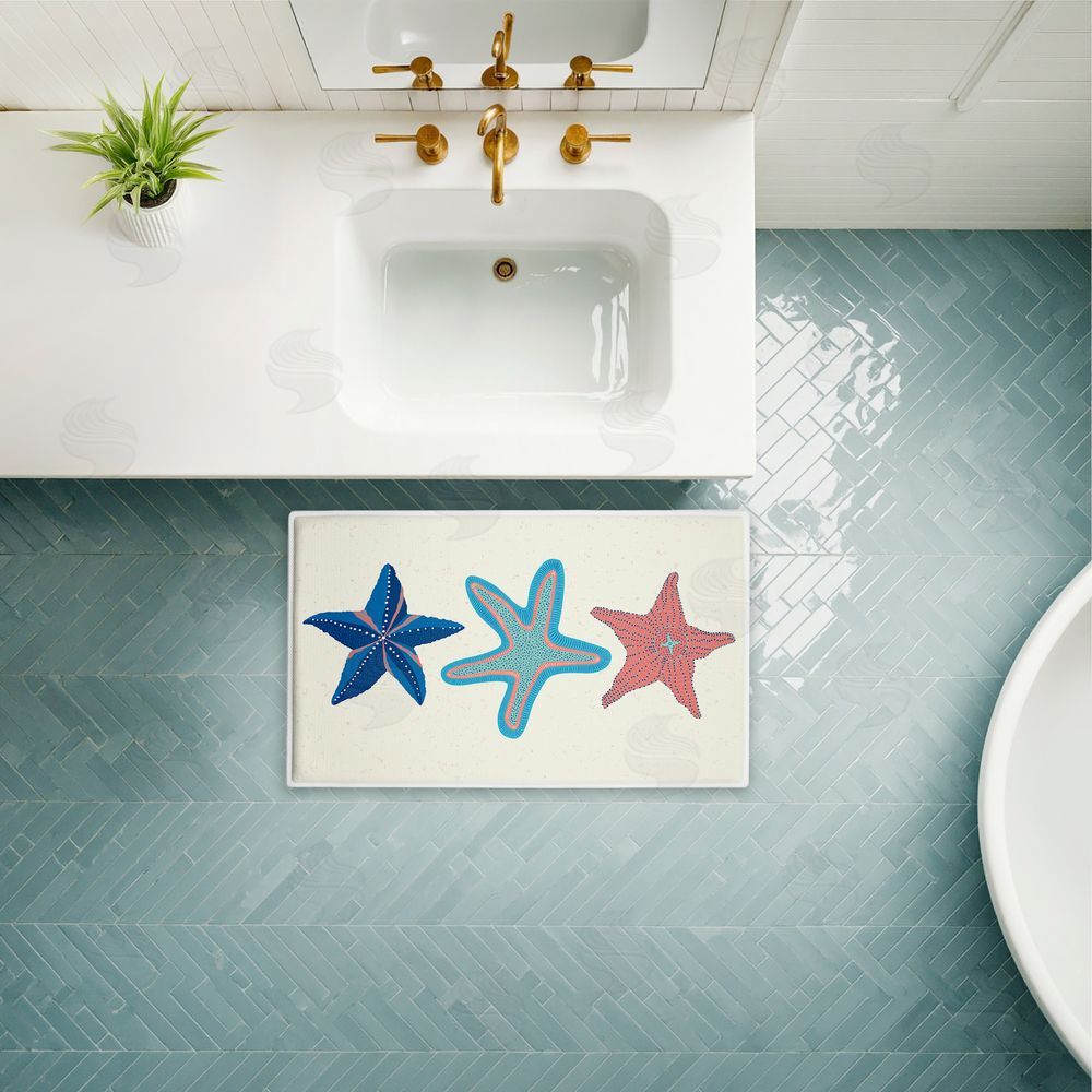 Darlene Seale | Coastal Americana Starfish Plush Bath Mat
