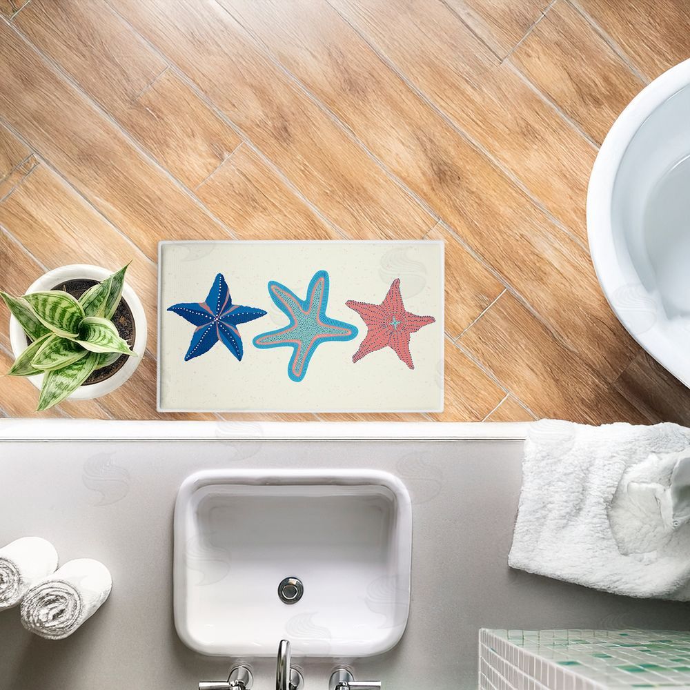 Darlene Seale | Coastal Americana Starfish Plush Bath Mat