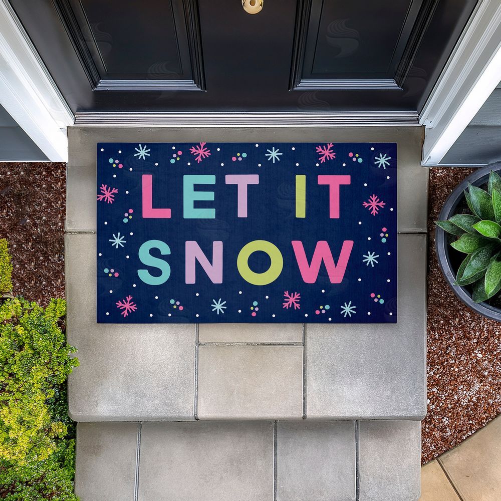 Emily Cromwell | Purple Tone Let It Snow Non-Woven Door Mat