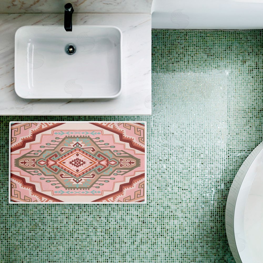 Corinne Lent | Terracotta Dreams Pink Boho Plush Bath Mat