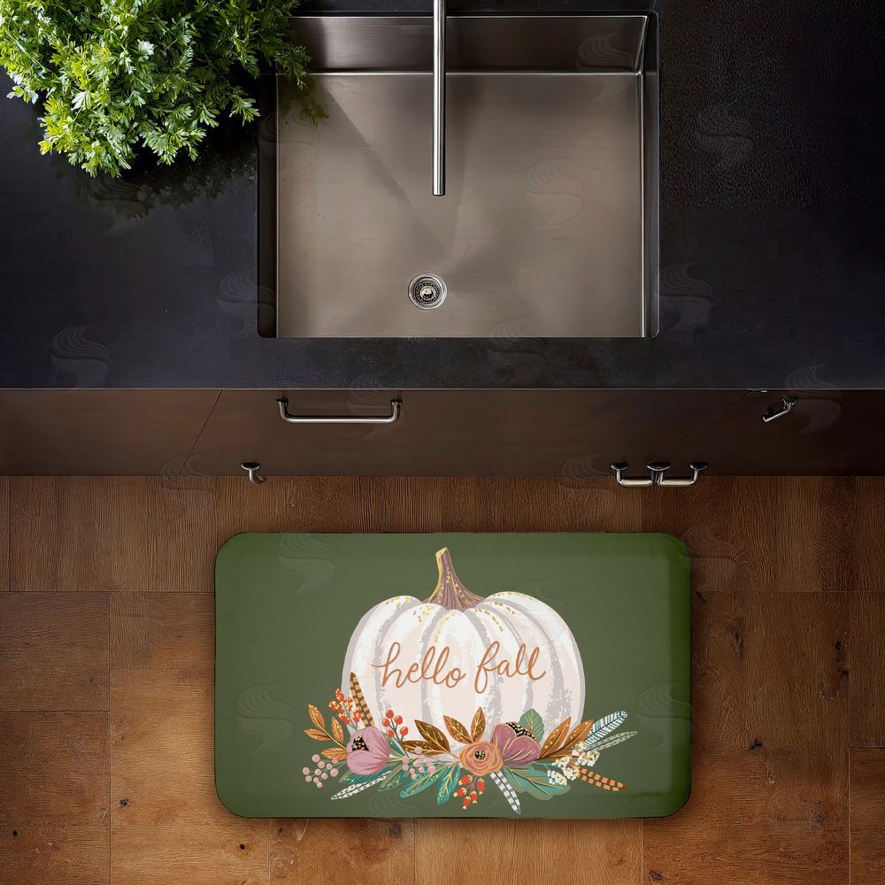 Caroline Alfreds | Floral Pumpkin Fall Greeting Anti-Fatigue Mat