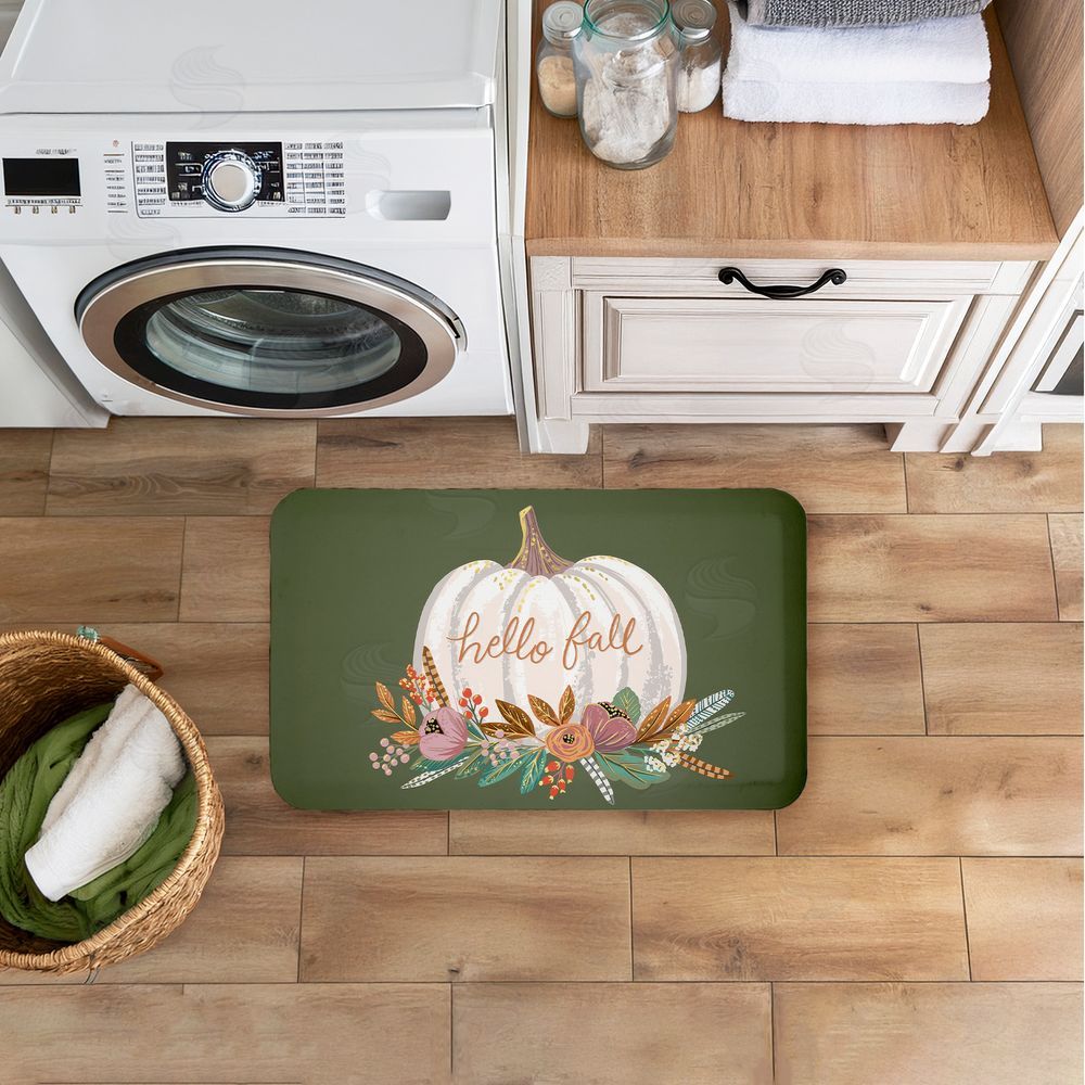 Caroline Alfreds | Floral Pumpkin Fall Greeting Anti-Fatigue Mat