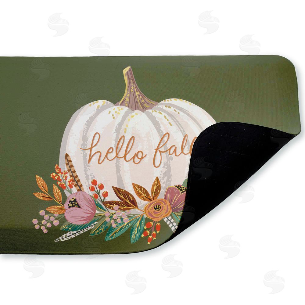 Caroline Alfreds | Floral Pumpkin Fall Greeting Anti-Fatigue Mat
