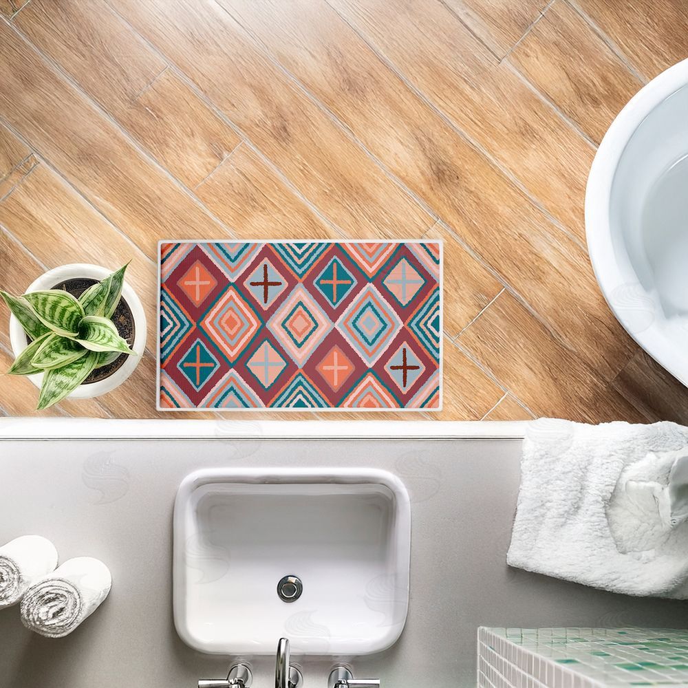 Darlene Seale | Bold Geometric Patterns Plush Bath Mat