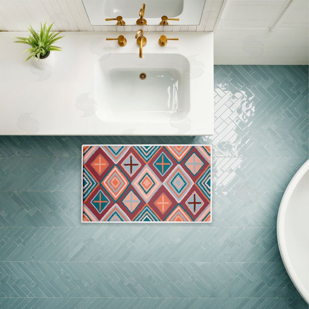 Darlene Seale | Bold Geometric Patterns Plush Bath Mat