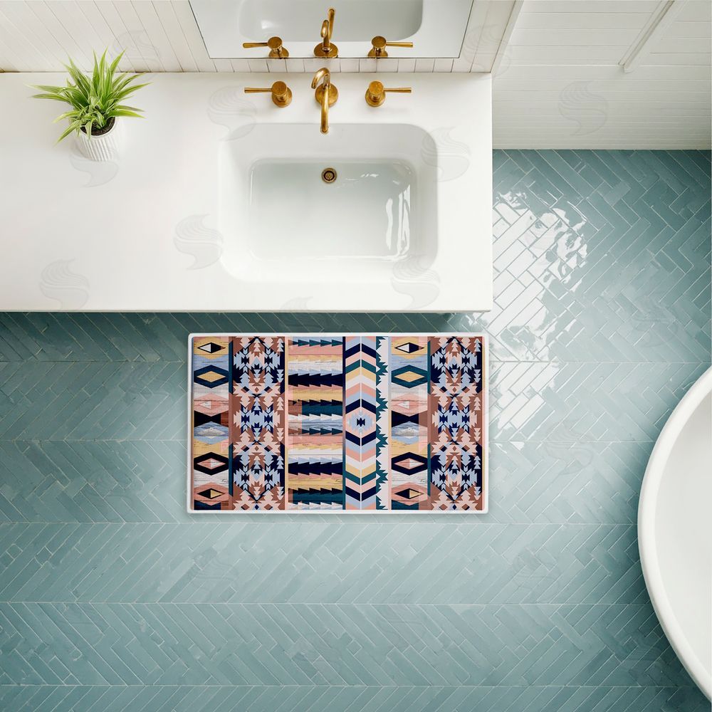 Jennifer Ellory | Subtle Boho Geometrics Plush Bath Mat