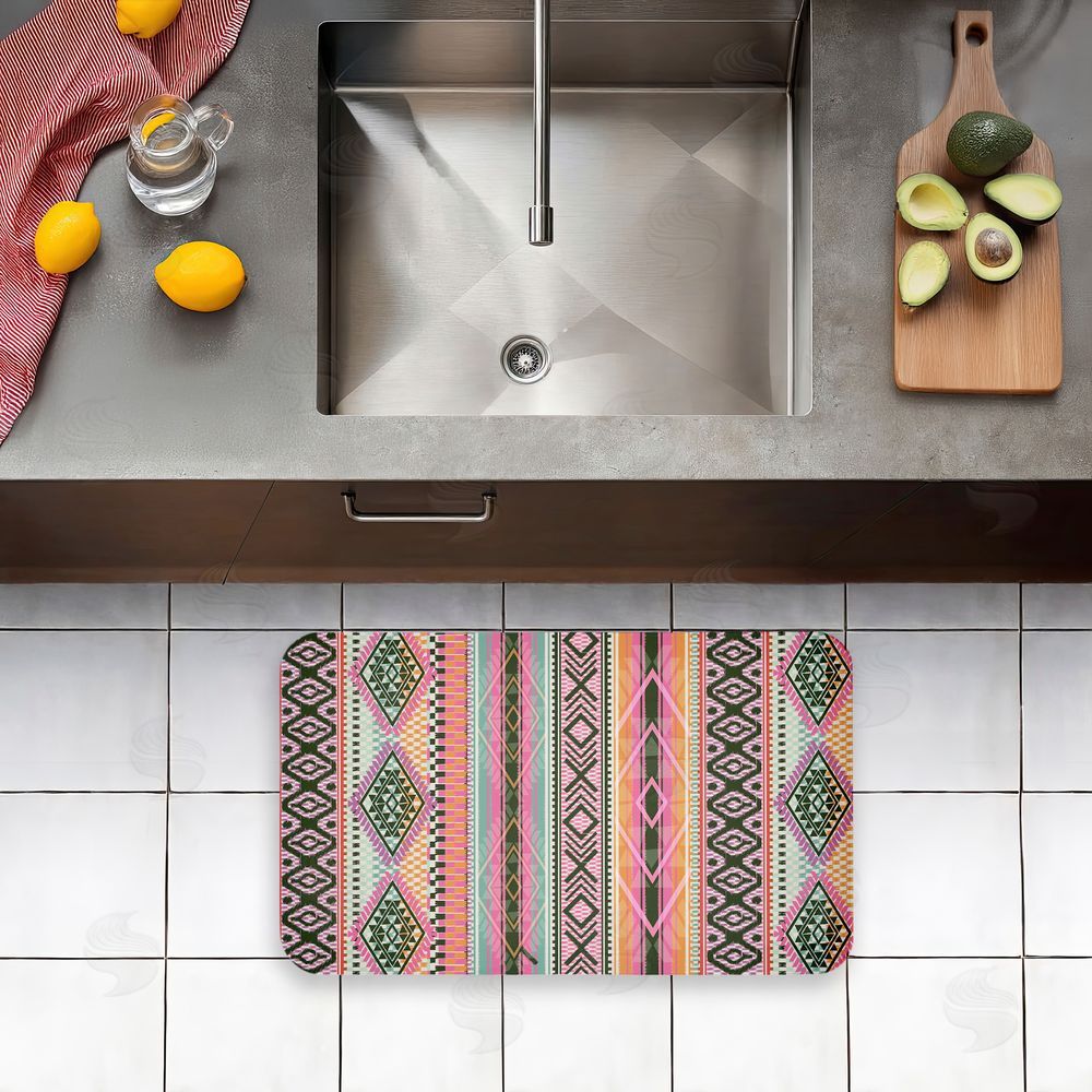 Jennifer Ellory | Boho Geometric Stripes Anti-Fatigue Mat