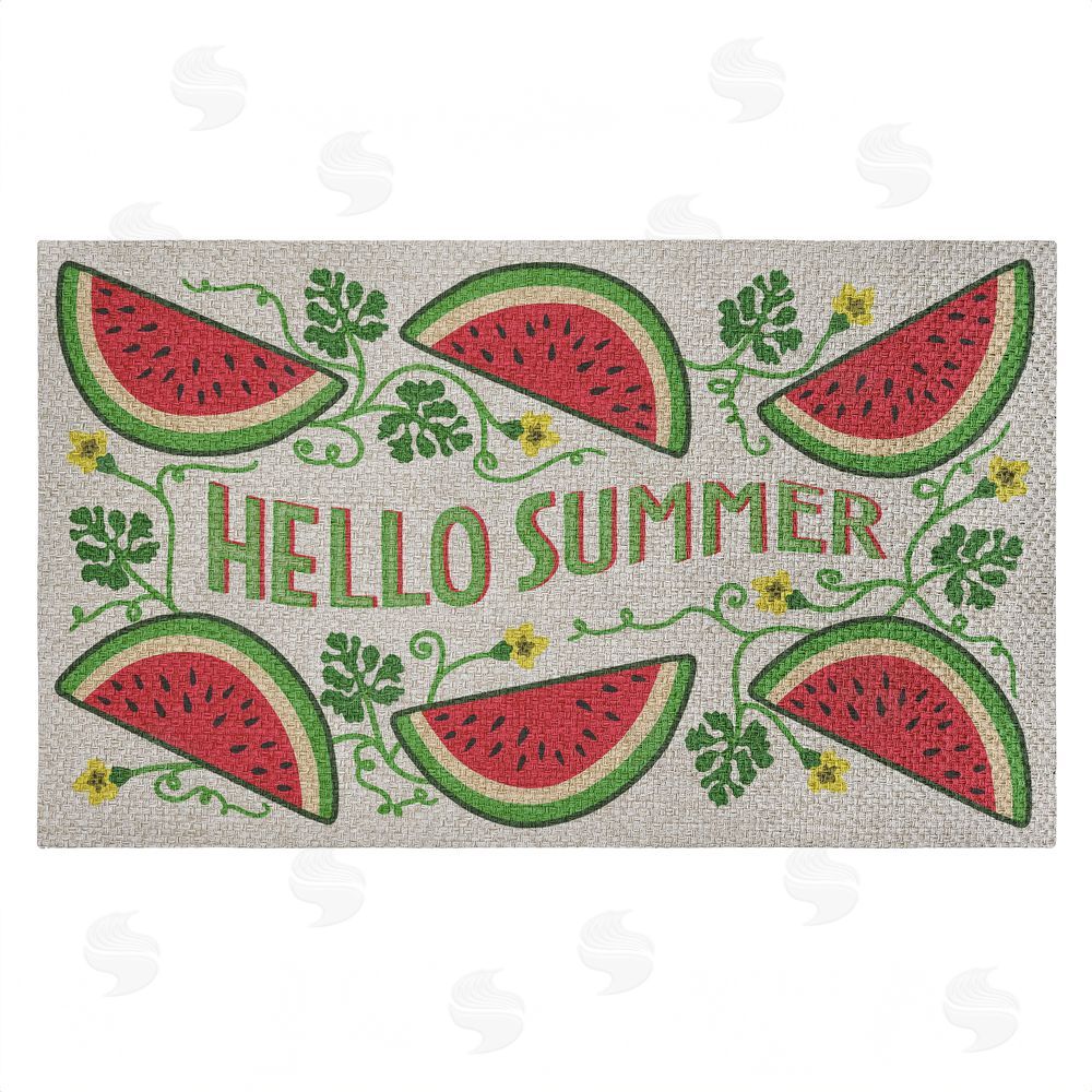 Darlene Seale | Hello Summer Watermelon Faux Sisal Door Mat