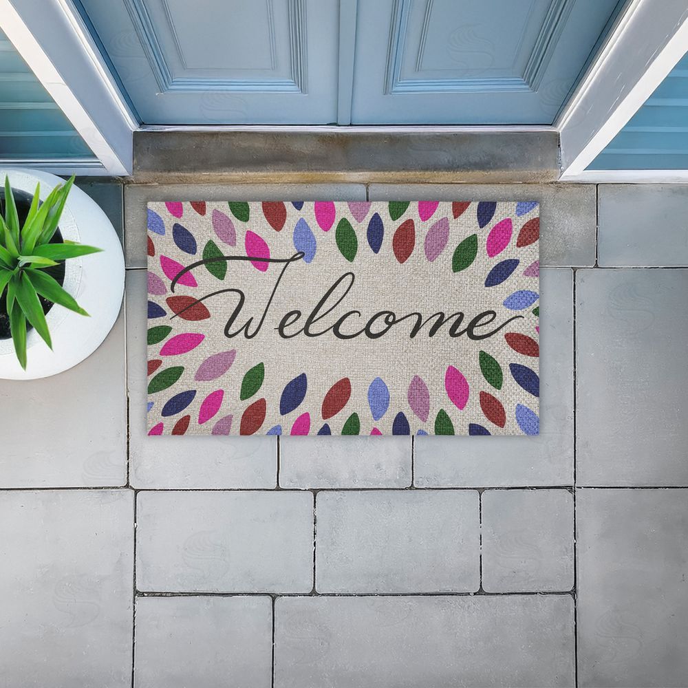 Caroline Alfreds | Jewel Tones Patterned Welcome Faux Sisal Door Mat