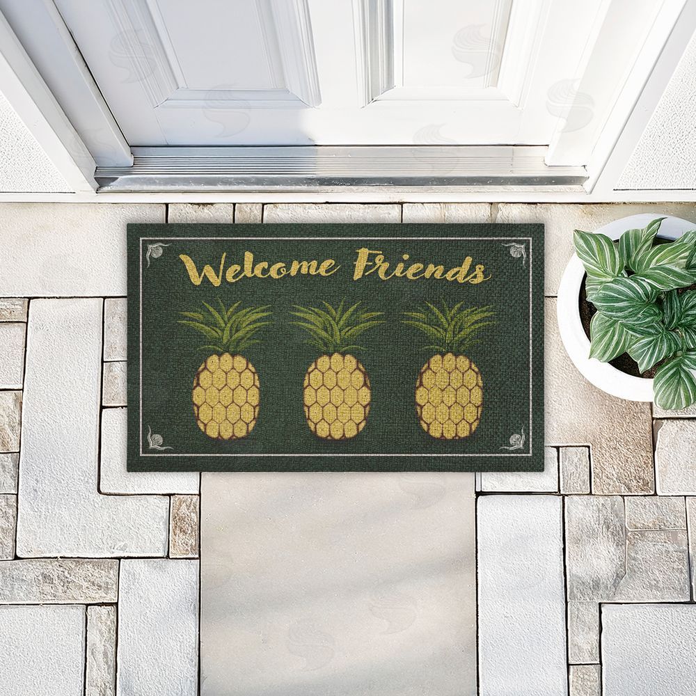 Darlene Seale | Welcome Friends Pineapples Faux Sisal Door Mat