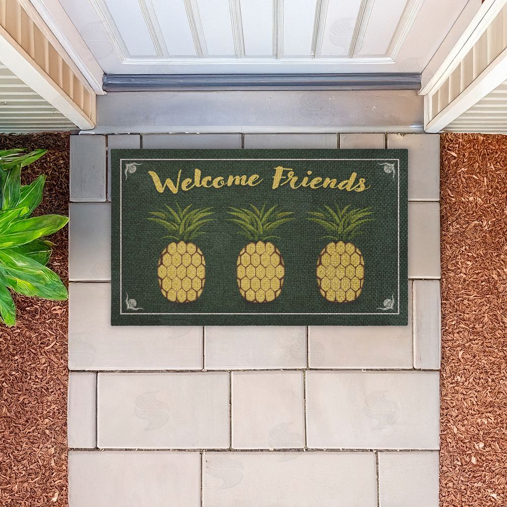 Darlene Seale | Welcome Friends Pineapples Faux Sisal Door Mat