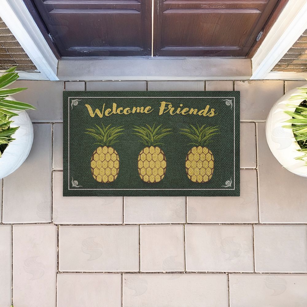Darlene Seale | Welcome Friends Pineapples Faux Sisal Door Mat
