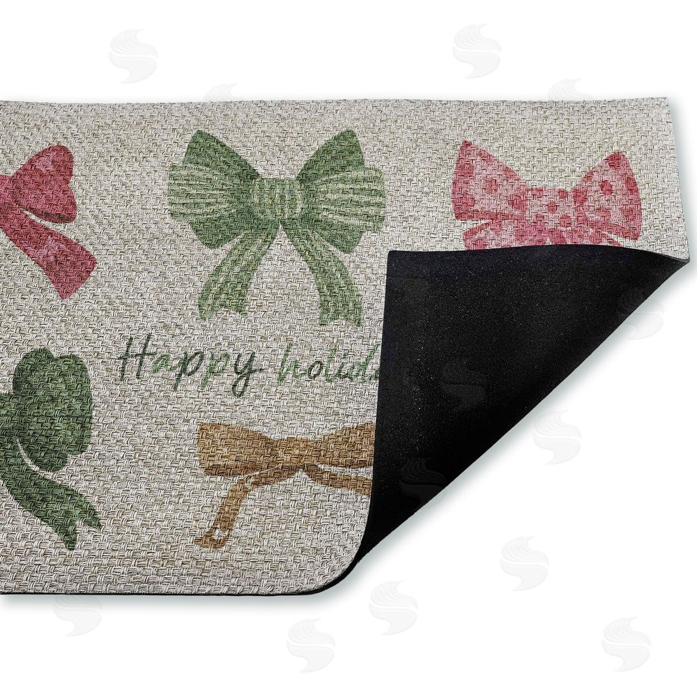 Vanessa Stoilova | Happy Holidays Festive Bows Faux Sisal Door Mat