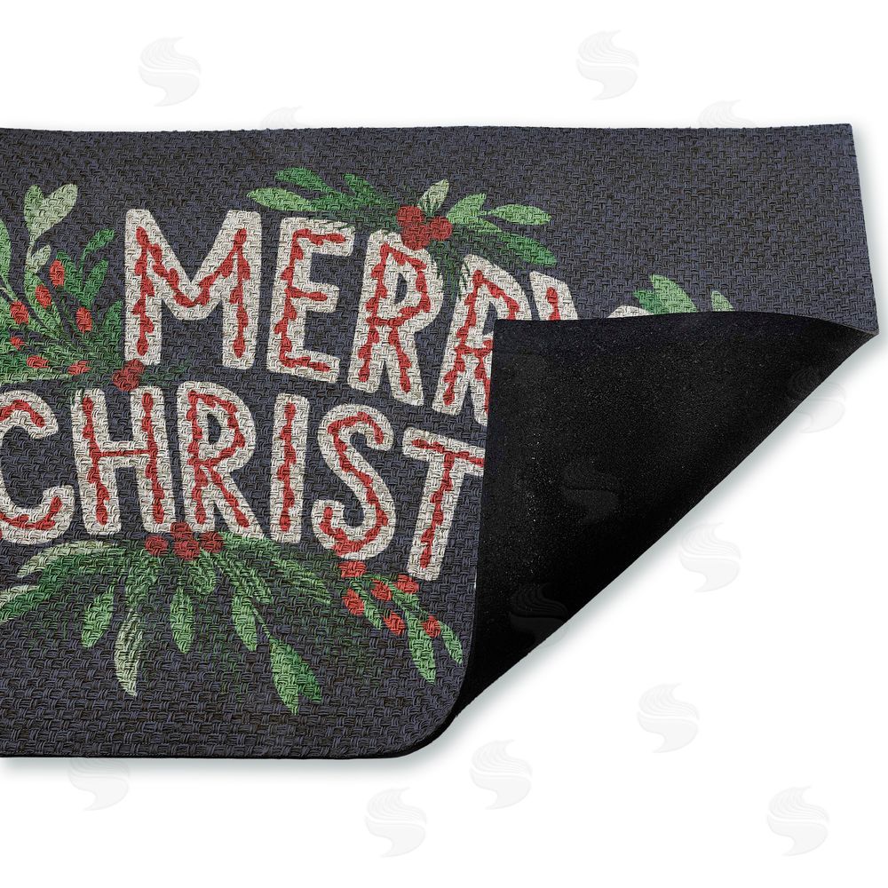 Heather McLaughlin | Merry Christmas with Foliage Faux Sisal Door Mat