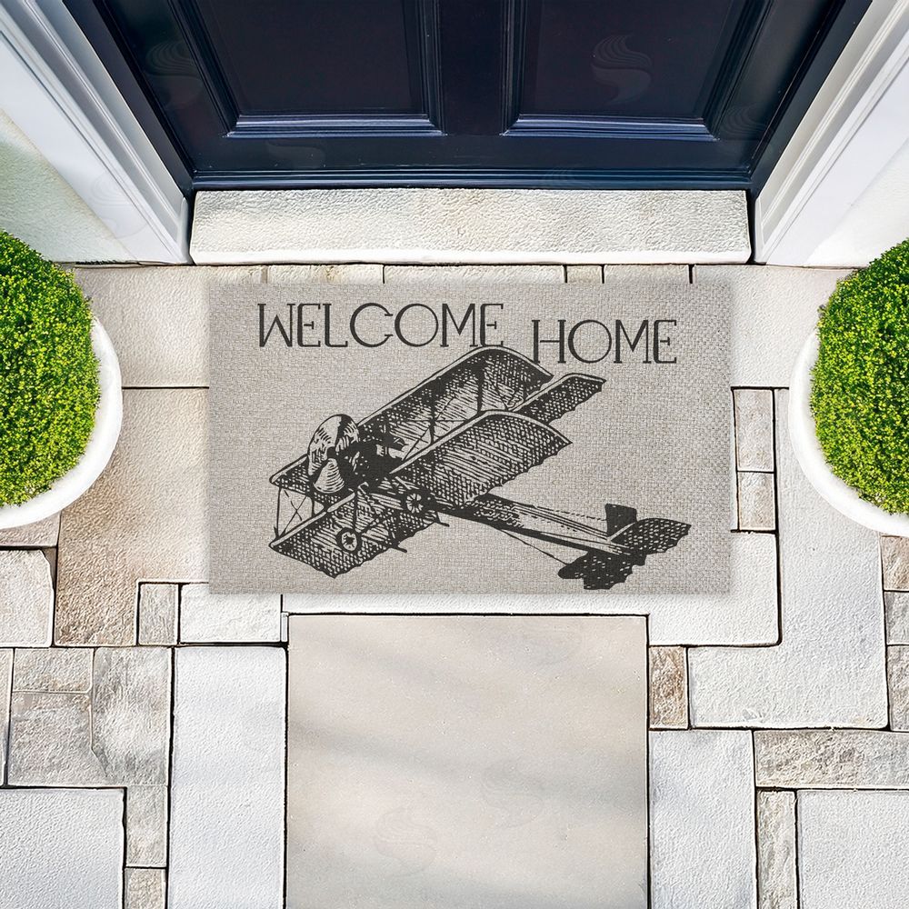 Andrea Jasid Grassi | Welcome Home Vintage Airplane Faux Sisal Door Mat