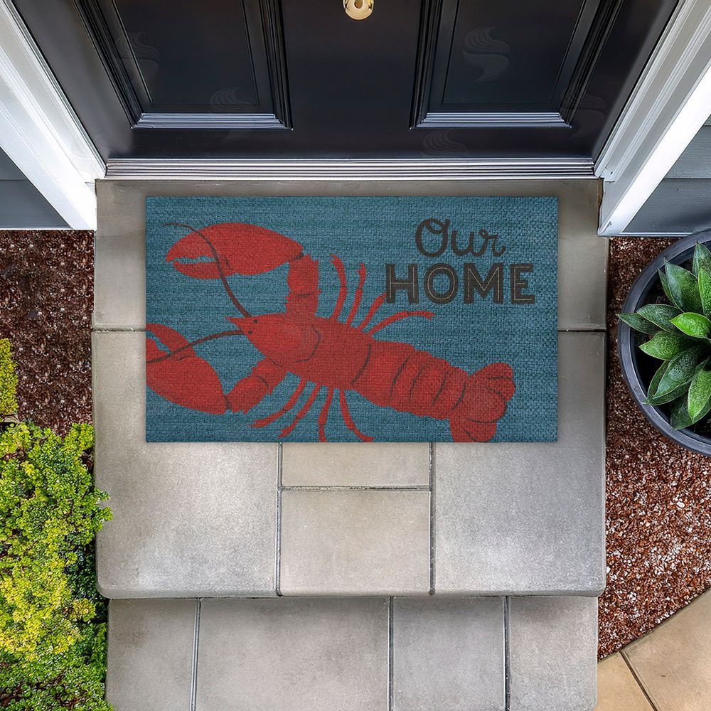 Gail Veillette | Our Home Lobster & Stripes Faux Sisal Door Mat