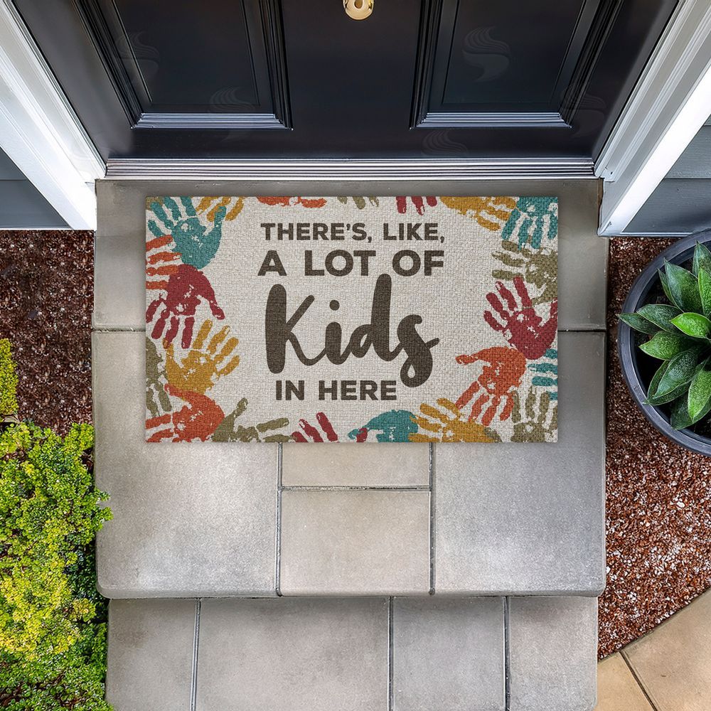 Dana Saulnier | A Lot Of Kids Funny Handprints Faux Sisal Door Mat