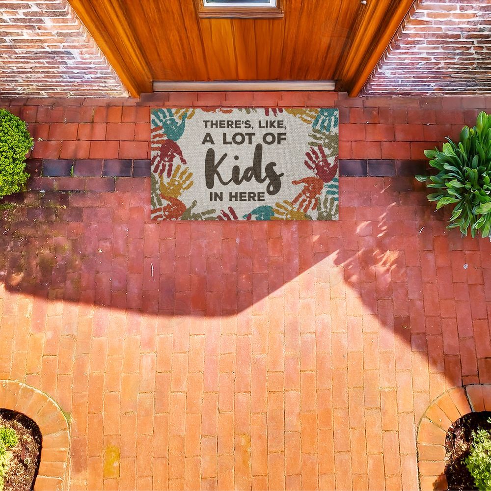 Dana Saulnier | A Lot Of Kids Funny Handprints Faux Sisal Door Mat