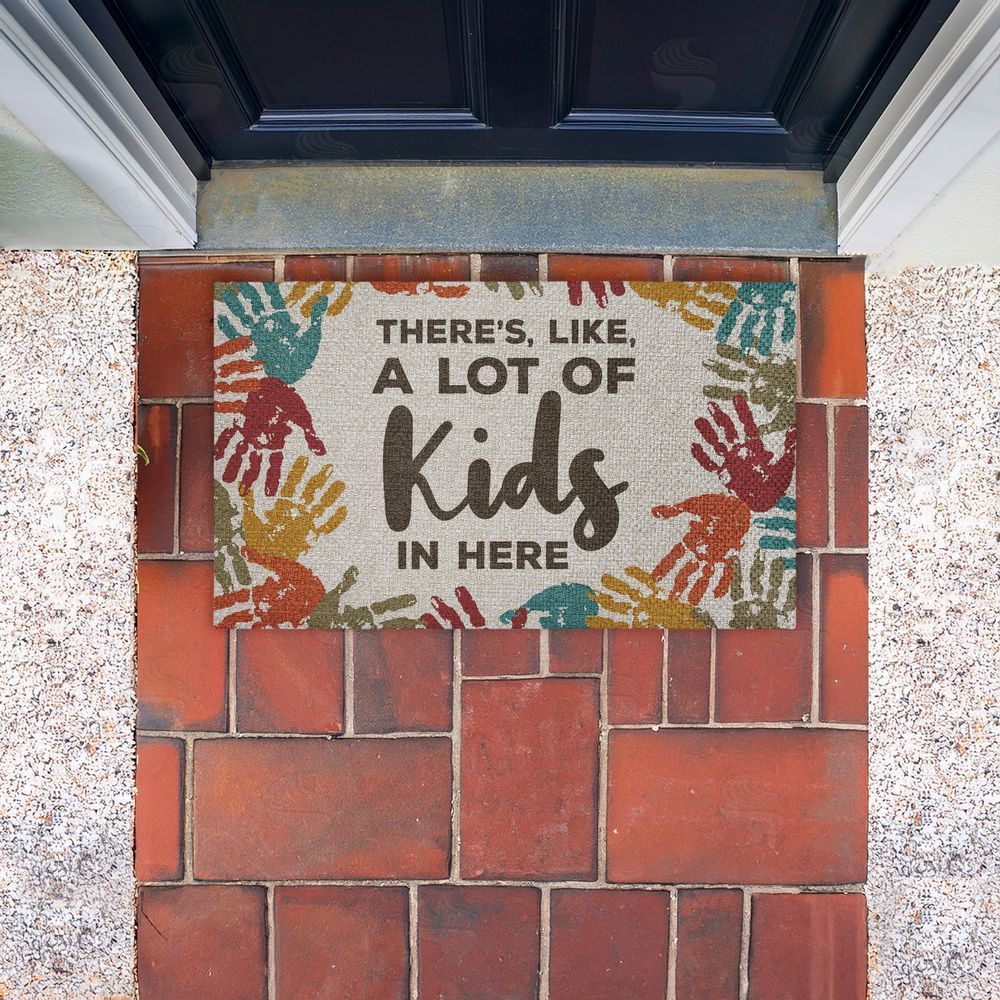 Dana Saulnier | A Lot Of Kids Funny Handprints Faux Sisal Door Mat
