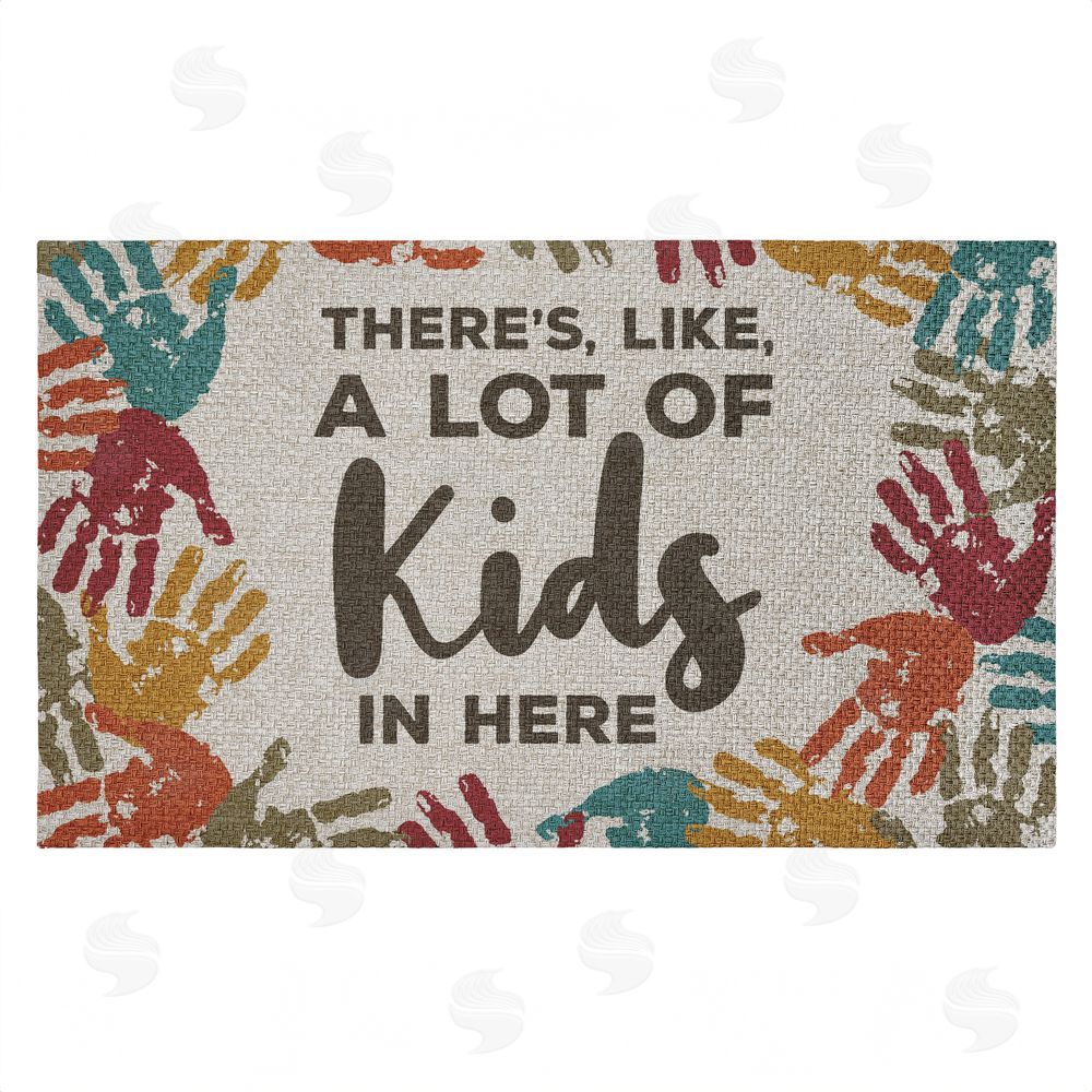 Dana Saulnier | A Lot Of Kids Funny Handprints Faux Sisal Door Mat