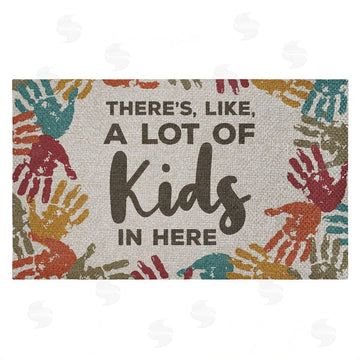 Dana Saulnier | A Lot Of Kids Funny Handprints Faux Sisal Door Mat