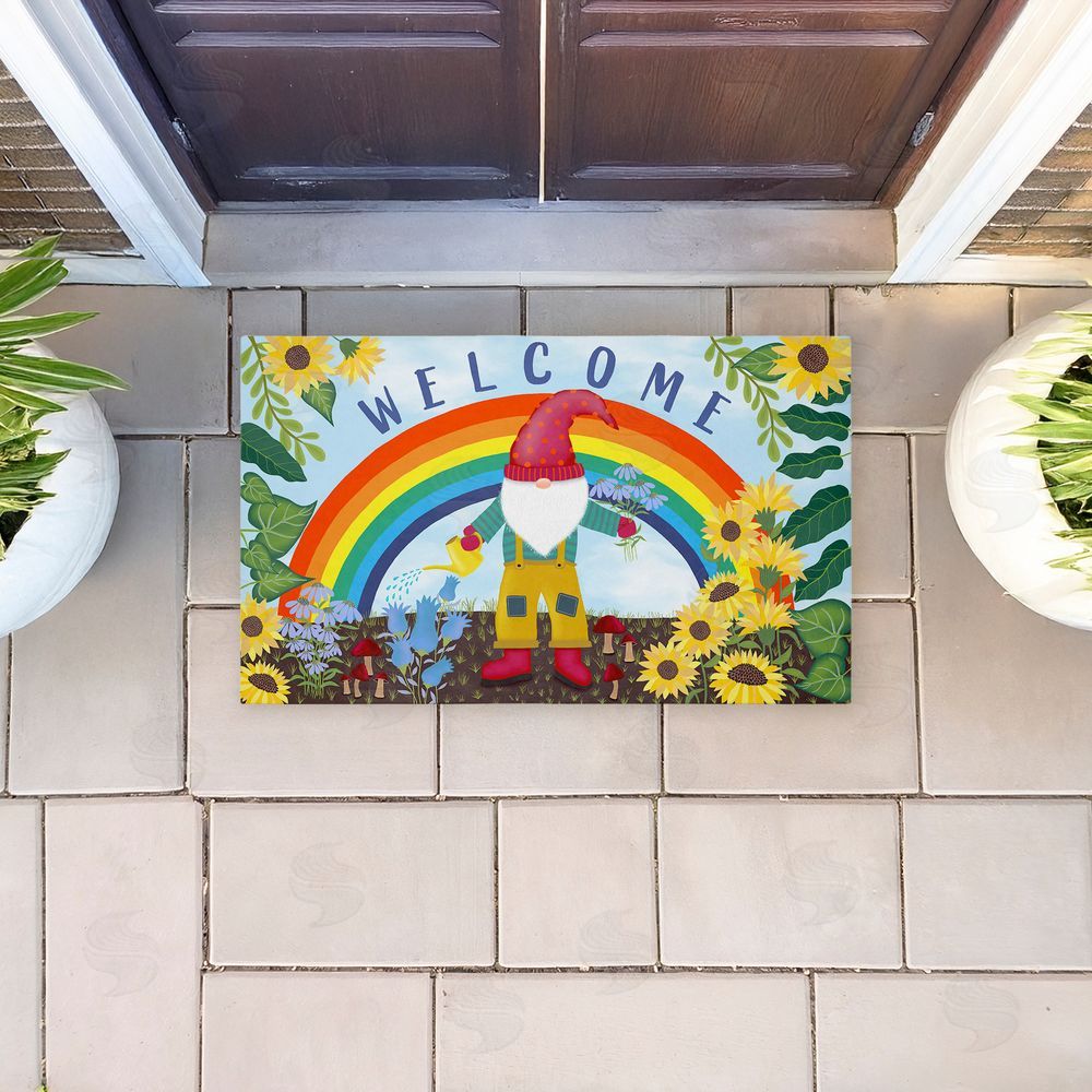 Darlene Seale | Welcome Rainbow Gnome Non-Woven Door Mat