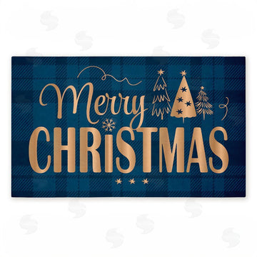 Andrea Jasid Grassi | Blue Plaid Merry Christmas Non-Woven Door Mat