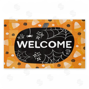 Emily Cromwell | Welcome Pumpkin Candy Corn Non-Woven Door Mat