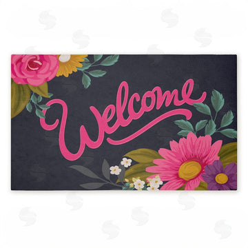Angela Nickeas | Lovely Pink Flower Welcome Non-Woven Door Mat