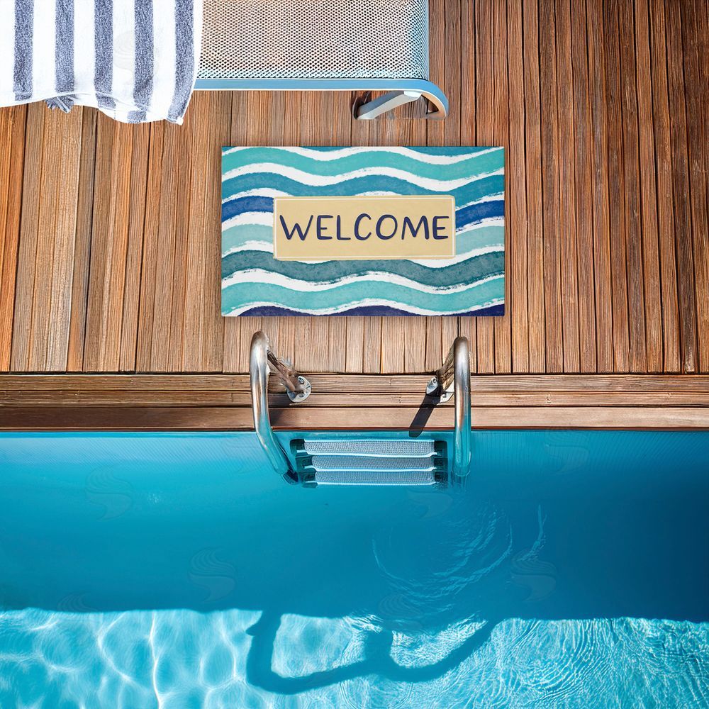 Emily Cromwell | Coastal Waves Welcome Non-Woven Door Mat