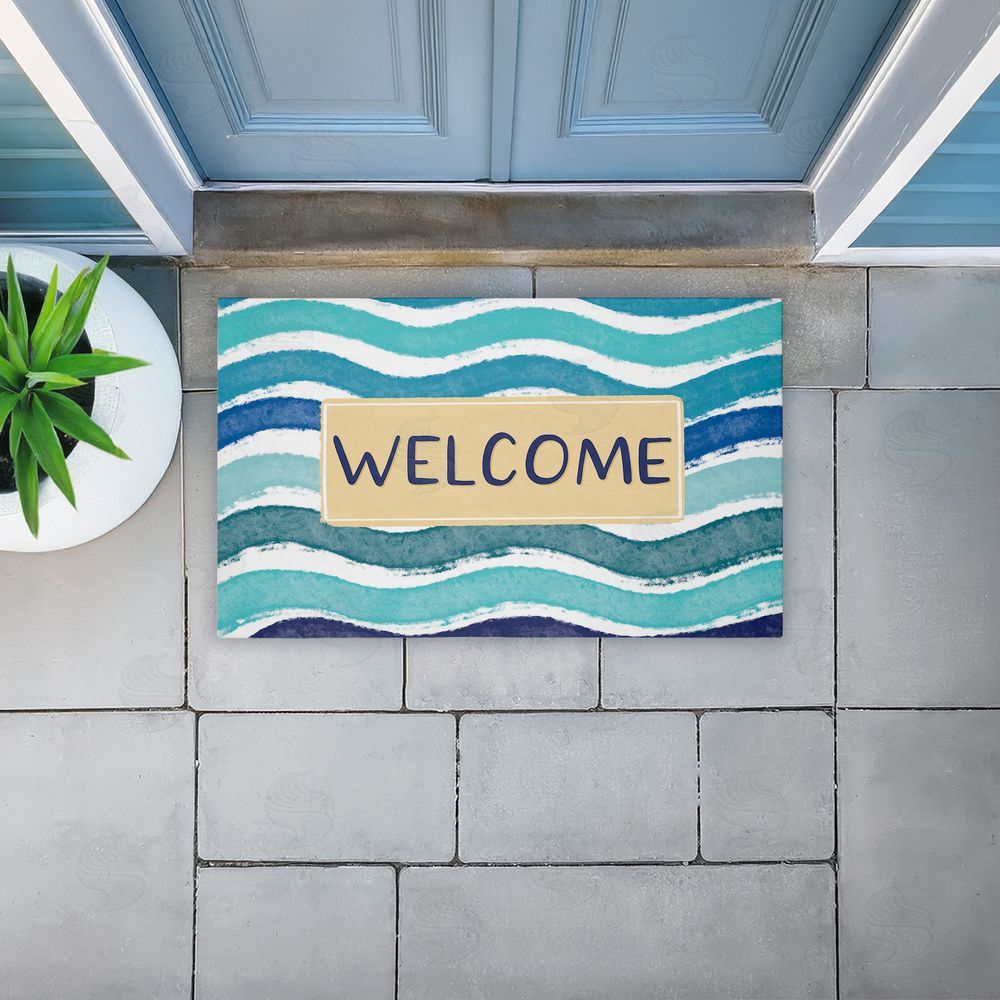 Emily Cromwell | Coastal Waves Welcome Non-Woven Door Mat