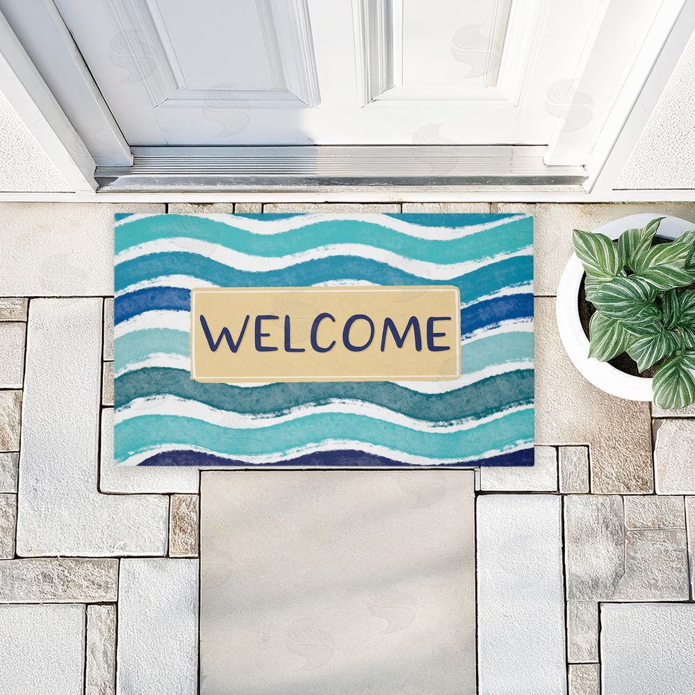 Emily Cromwell | Coastal Waves Welcome Non-Woven Door Mat
