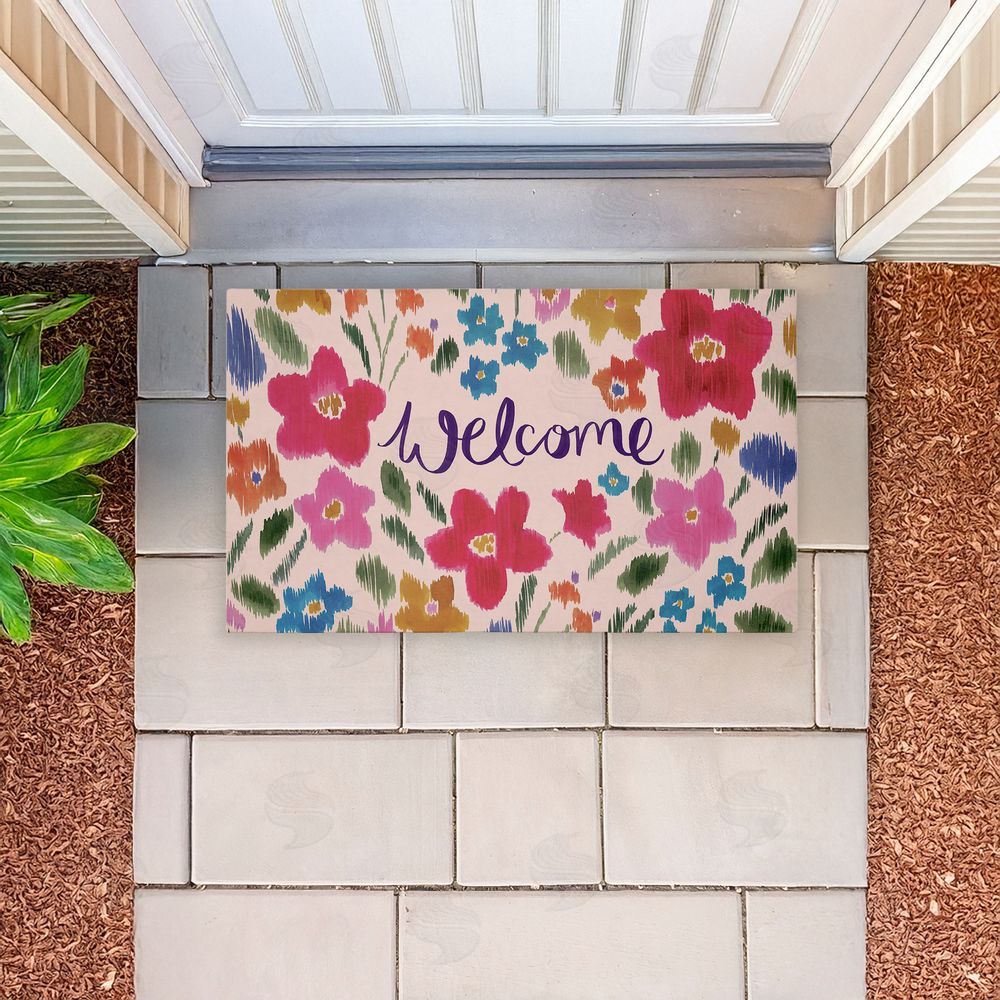 Heather McLaughlin | Welcome Ikat Flowers Non-Woven Door Mat