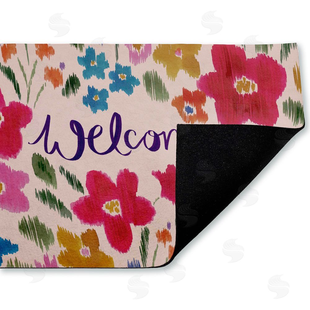 Heather McLaughlin | Welcome Ikat Flowers Non-Woven Door Mat