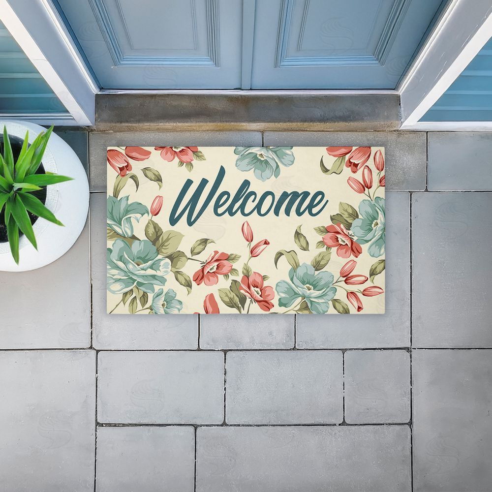 Andrea Jasid Grassi | Bright Florals Welcome Non-Woven Door Mat