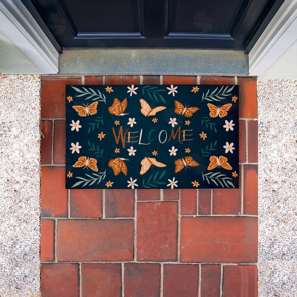 Amanda Houston | Welcome Butterflies & Botanicals Non-Woven Door Mat